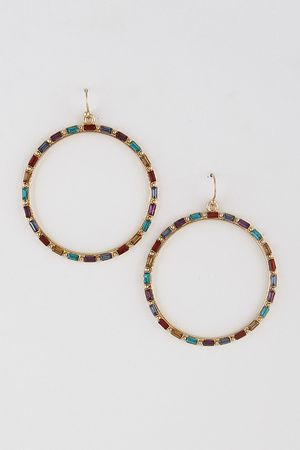 Round Rhinestone Drop Earrings 9IBC3