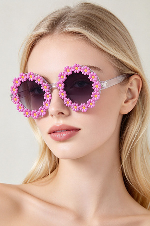 Retro Daisy Boarded Round Sunglasses