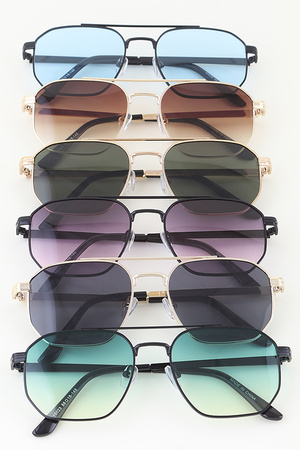Metal Cubic Aviator Gradient Sunglasses
