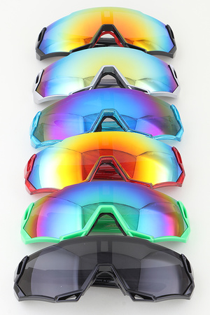 Bottom Frame Polycarbonate Shield Sunglasses