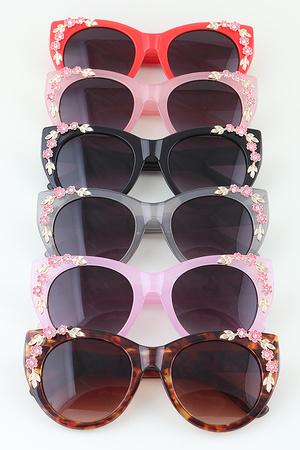 Bedazzled Flower Cateye Sunglasses