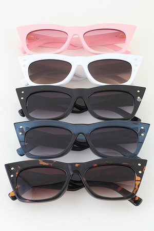 Double Bolted Sharp Cateye Sunglasses