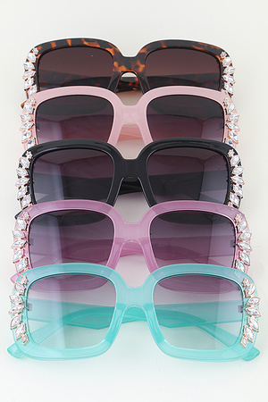 Bejeweled Petal Box Gradient Sunglasses