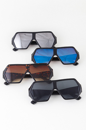 Modern Straight Top Geometric Tinted Sunglasses