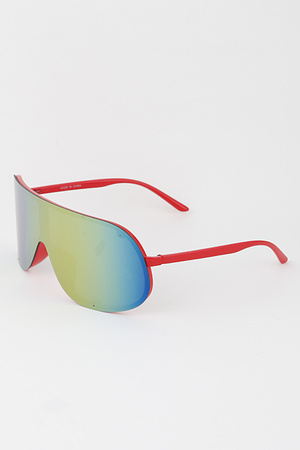 Oversized Polycarbonate Round Shield Sunglasses