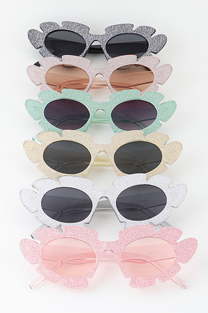 Flower Glitter Round Sunglasses