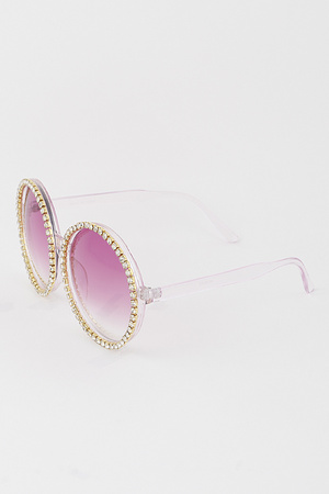 Bejeweled Bright Gradient Round Sunglasses