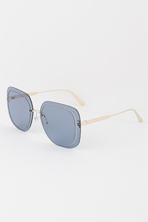 Rimless Bolted Square Sunglasses