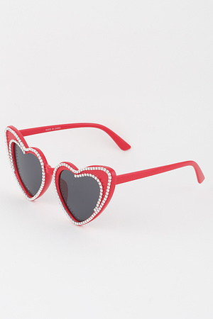 Jeweled Heart Cateye Sunglasses
