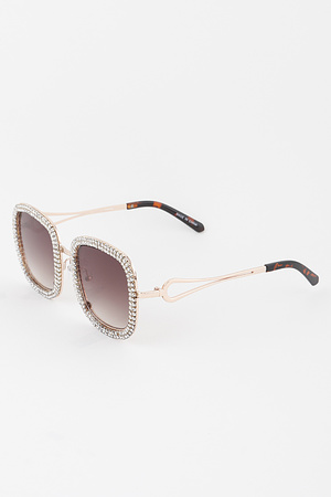 Double Jeweled Bright Tinted Sunglasses