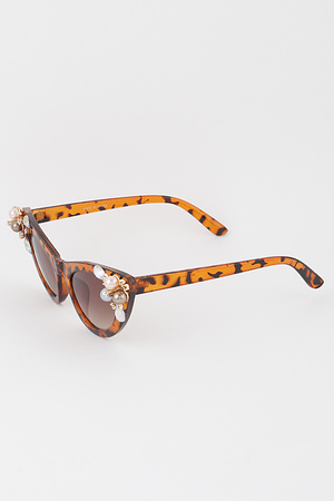 Bright Crystal Jeweled Cateye Sunglasses