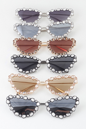 Multi Bejeweled Cateye Sunglasses