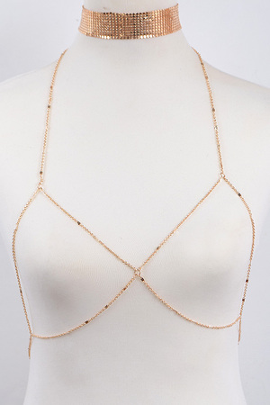 Diva Inspired Body Chain With Sparkle Necklace