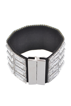 Clear Crystal Jewel Studded Magnetic Bracelet
