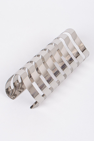 Wavy Lines Metallic Open Cut Bracelet