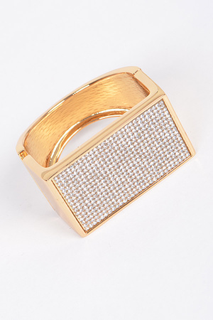 Metal Bracelet With Rhinestone Details.