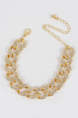Oversized Chain Bracelet W/Stones