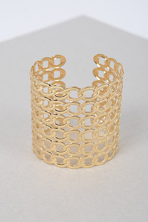 Wide Chain Metal Cuff Bracelet