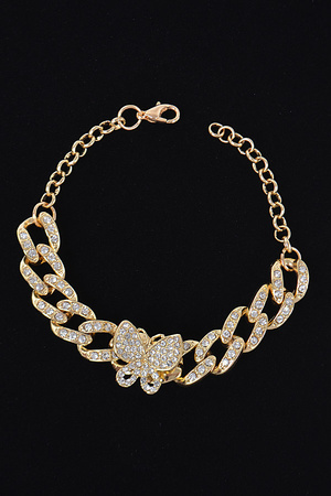 Rhinestone Butterfly Chain Bracelet