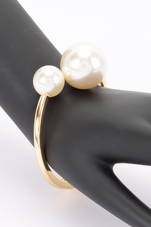 Faux Pearl Metal Hinge Cuff