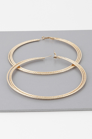 Wide Triple Rope Hoop Earrings
