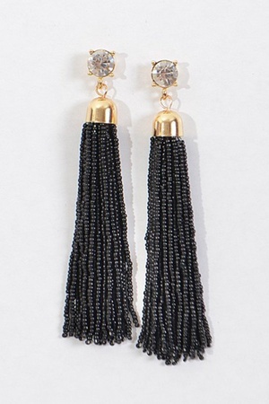 Rhinestone Long Fringed Earrings