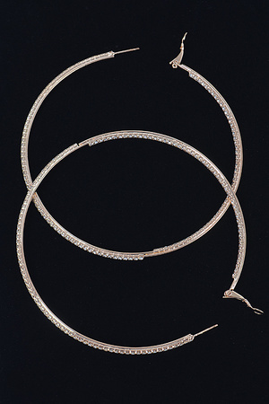 Thin Hoop Earrings With Rhinestone Details.