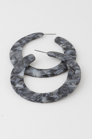 Thin Marble Hoop Earrings