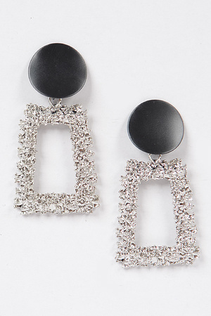 Black Mixed Metal Hammered Earring.