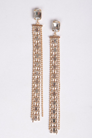 Rhinestone Long Drop Earrings
