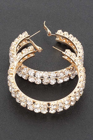 Double Layered Rhinestones Hoops