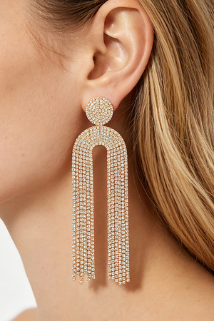 Symmetric Rhinestone Drop Earrings.