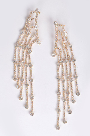 Rhinestone Filled Asymmetric Drop Earrings