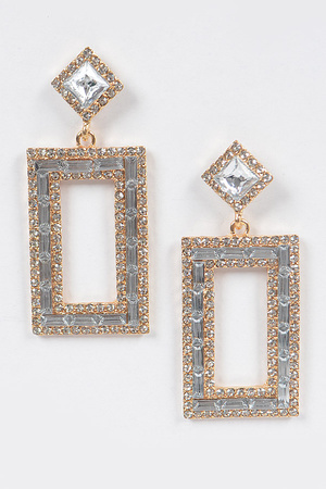 Open Cut Rhinestone Drop Earring.