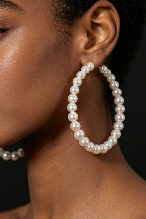 Upside Pearl Hoop Earring.