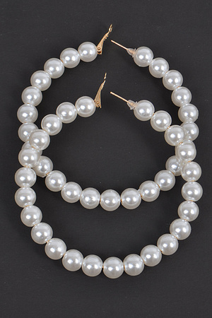 Upside Down Pearl Hoop  Earring.