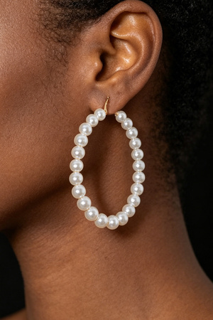 Upside Down Pearl Hoop  Earring.