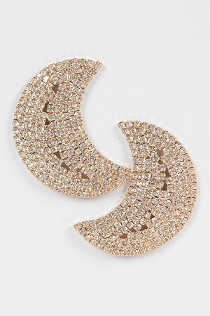 Rhinestone Crescent Stud Earrings