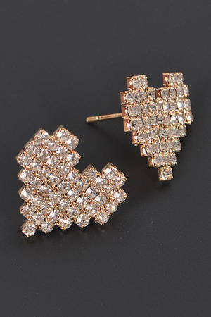 Heart Shape Rhinestone Stud Earrings.