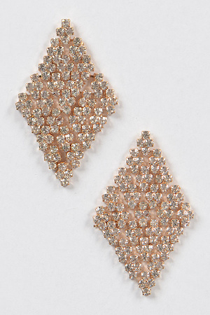 Diamond Shape Rhinestone Stud Earrings