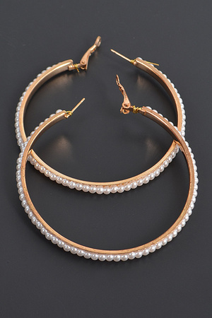 Round Shape Pearl Hoop Earrings