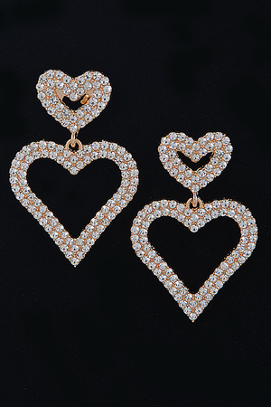 Heart Shape Rhinestone Earrings