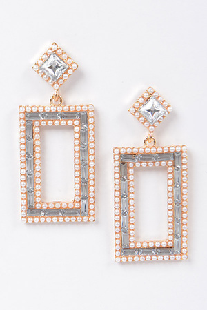 Rhinestone and Pearl Drop Earring
