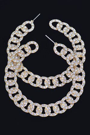 70mm Stoned Chain Hoop Earring.