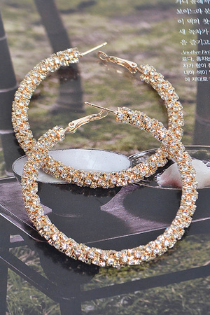 Twisted Rhinestone 60mm Hoop Earring