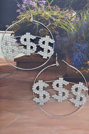 Rhinestone Dollar Sign Earring.