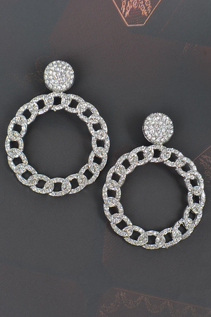 Round Shape Rhinestone Chain Earring
