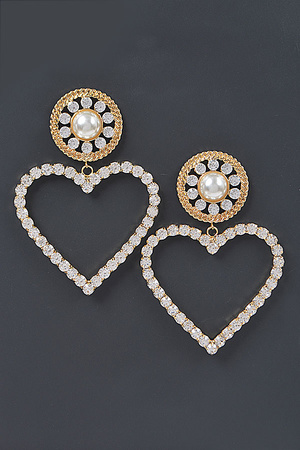 Rhinestone Heart Drop Earrings