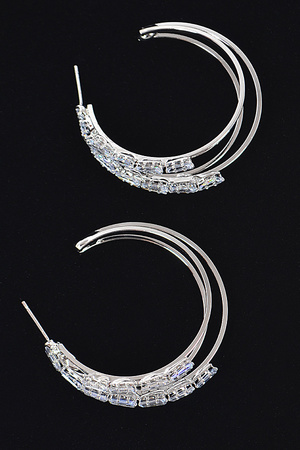 Multi Stone Hoop Earring