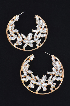Rhinestone Moon Hoop Earring